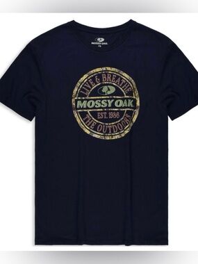 Mossy Oak Navy Logo Mens Graphic Short Sleeve Tee